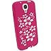 iGadgitz Pink & White Flowers Silicone Skin Case Cover for Samsung Galaxy S4 IV I9500 Android Smartphone Cell Phone + Screen Protector