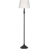 Amazon Brand – Ravenna Home Slim Metal Living Room Standing Floor Lamp With LED Light Bulb - 59.25"H, Dark Bronze with Off-Wh