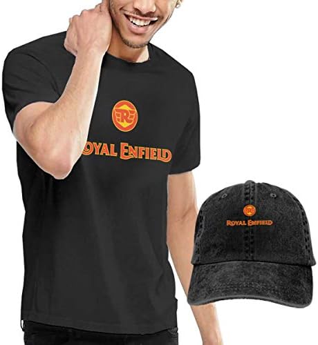 Men's Royal Enfield Logo Cool Cotton Short Sleeve T-Shirt and Cowboy Hat Black