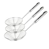 Swify Spider Set of 3 Asian Strainer Ladle Stainless Steel Wire Skimmer Spoon with Handle for Kitchen Frying Food, Pasta, Spaghetti, Noodle-30.5cm, 32cm, 35cm