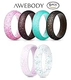 ThunderFit Silicone Wedding Band / Engagement Ring - 3 Rings Pack - 8.7mm Wide (2mm Thick) - Middle Line (10)
