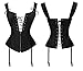 Charmian Women's Renaissance Lace Up Steampunk Vintage Boned Bustier Corset Top with Garters Black Large