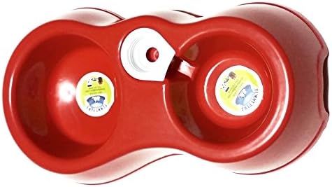 Yummy Paws Replenish Pet Waterer, Puppy/Cat Double Bowl With Automatic watering (Small) (red)