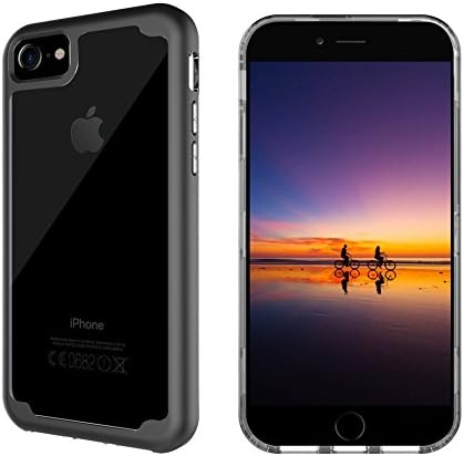 iPhone 7Case / iPhone 8 Case Herryna Transparent Case for with Clear Slim Hard Plastic Back Plate and Black Shockproof PC Frame(Black)