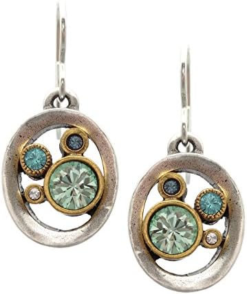 Patricia Locke Zephyr Blue & Green Mix Water Ride Swarovski Crystal Silver Plated Hook Earrings