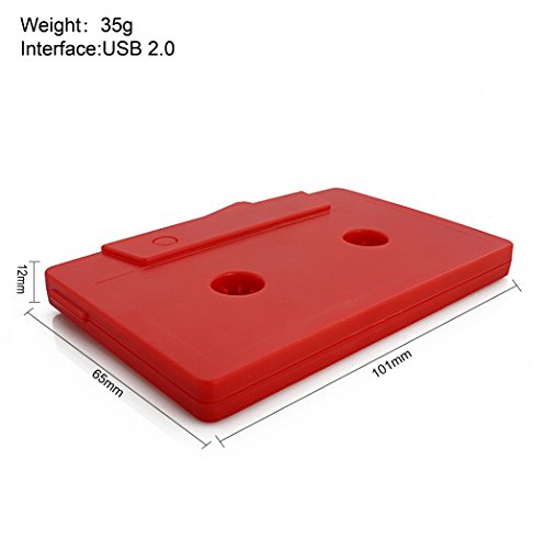 Usbkingdom 8GB USB 2.0 Flash Drive Cassette Tape Shape Thumb Drive Memory Stick Pendrive (Red) - Thumbnail 3
