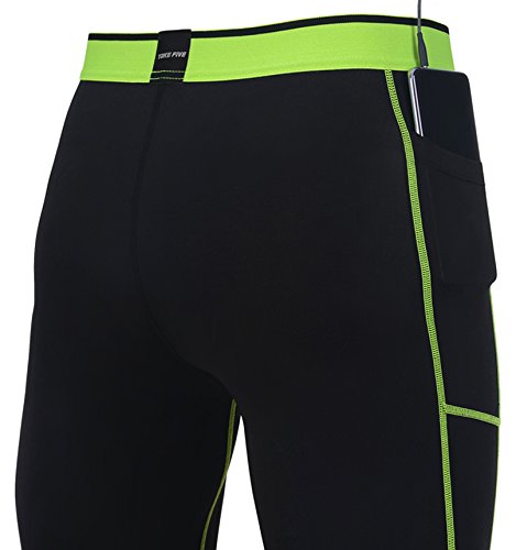 Take Five Men’s Side Pockets Cool Dry Tights UV Protection Compression Baselayer Cycling Yoga Leggings (Z804, XXXL)