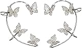 JSXH Zircon Butterfly Earrings No Pierced Ears