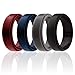ROQ Silicone Rubber Wedding Ring for Men, Comfort Fit, Men's Wedding Band, Breathable Rubber Engagement Band, 8mm Wide 2mm Thick, Step Edge, 4 Pack, Bordeaux, Blue, Grey, Black, Size 13