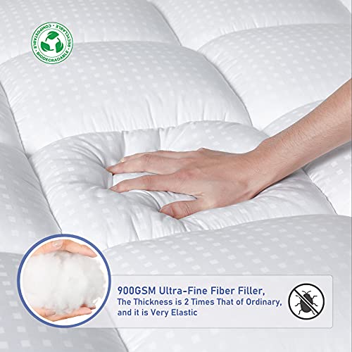 Vonabem Queen Size Extra Thick Cooling Mattress Topper, 400TC Cotton