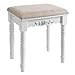 SONGMICS Vanity Stool, Comfortable Dressing, Padded Cushioned Bench with Rubber Wood Legs, Capacity 286lb, Easy Assembly, , White With Floral