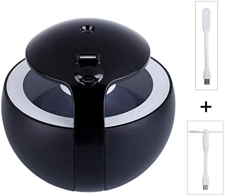 TACY Humidifier with Fan and Night Lamp Function 450ml Mini Personal Office Desktop Humidifier Black for Car Bedroom Yoga