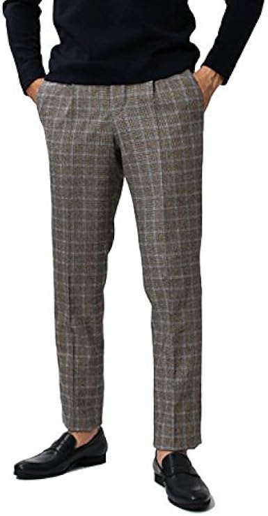 Amazon Pt01 Elegance Of Delirium Gentleman Fit カシミヤ ウール ストレッチ カラーオーバーペン ハウンドトゥース柄 パンツ 42 ブラウン 並行輸入品 ロングパンツ 通販