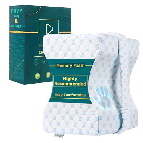 Ecosafeter Ergonomic Knee Pillow - Memory Foam Leg Pillow for Side Sleepers - Comfortable Back and Hip Support - Breathable Bamboo Cover