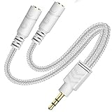 Headphone Splitter, AUX Splitter Cable for Headset Knitted 3.5mm Splitter 2-Way Audio Splitter Stereo Audio Y Cable Produces Equal Audio Output for Headphones Earphones Speakers -DuKabel Joy Series