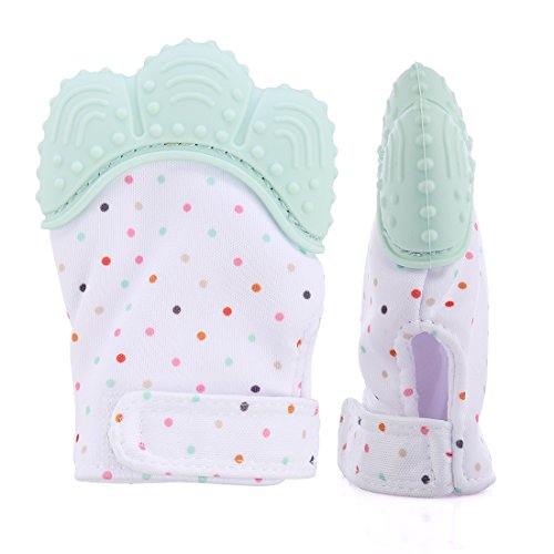 Teething Mitten, Petforu 2pcs Baby Self-soothing Teether Crawling Protective Gloves for Toddlers FDA Approved (Mint Green) - Thumbnail 7