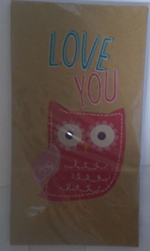Printed Lunch Paper Party Sacks Rustic Red and Pink Owl with 'Love You' on Brown Paper (6 Bags) by Printsmile