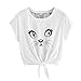 Sumen Teen Girls Embroidered Rose Appliques Short Sleeve Casual Strap Shirt
