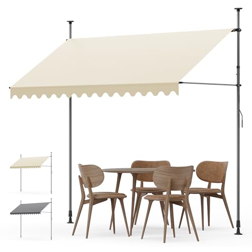YEAUPE PRO Store banne | Store banne de Balcon sans perçage | Manivelle | Protection UV, Hauteur réglable, Imperméables | Blanc (300 x 177 cm)