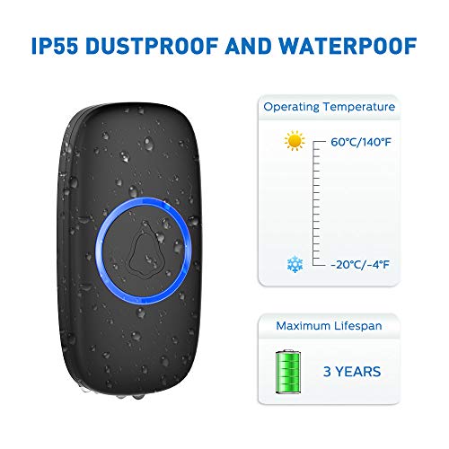 3 Wireless+Doorbell+Waterproof+Operating+Transformer