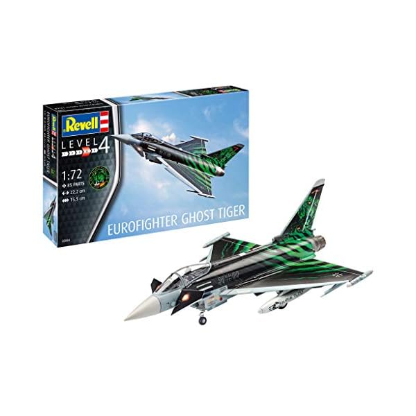 Revell 03884 3884 Eurofighter Ghost Tiger originalgetreuer Modellbausatz für Fortgeschrittene, Mehrfarbig, 22,2 cm
