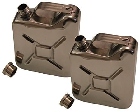 2-er Set 170ml FLACHMANN BENZINKANISTER EDELSTAHL silber - für Camping, Outdoor, Wandern, Skifahren, Ski, Angeln, Fischen, Sn