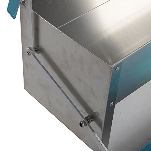Olymstore Blue & Silver Automatic Chicken Feeder Treadle Self Open Aluminum Feeder Feeding Trough - Thumbnail 6