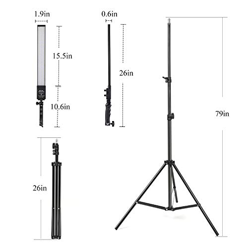 Bi-Color LED Lightweight Video Lights Kit with Tripod Stand Portable Adjustable Brightness Handheld Lamp Photography Studio Continuous Output Lighting Kit for Camera,YouTube Shooting-24W-2 Pack - Thumbnail 5