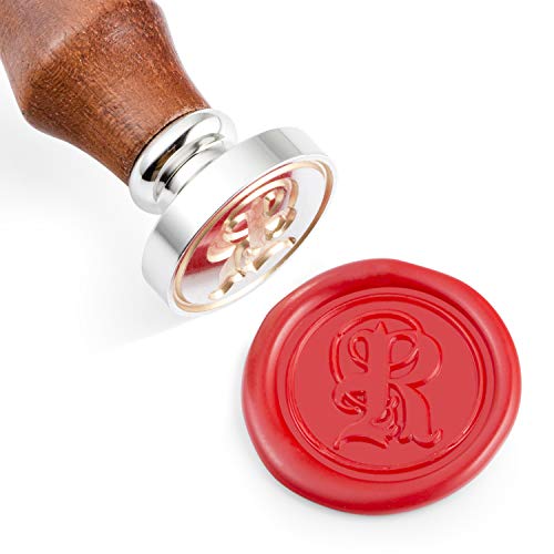 Mceal Vintage Wax Seal Stamp Kit, Silver Seal with Rosewood Handle, Gothic Letter R