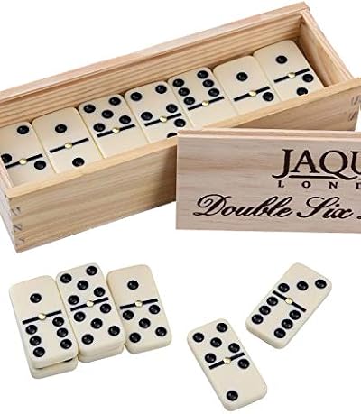 Jaques of London Double 6 Dominoes Set Complete D6 Game Wooden Box Adults