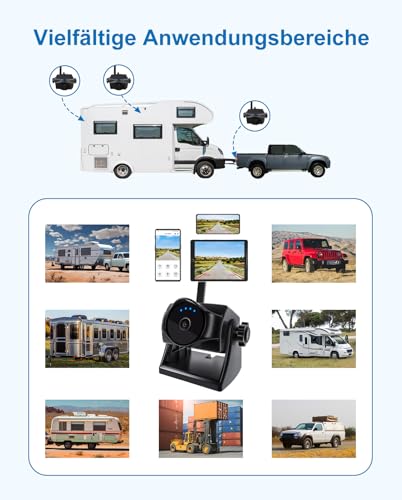 1080P Magnetic Wireless Reversing Camera, WiFi Reversing Camera with Long Lasting Battery, 90 Days Standby, Night Vision, IP69K, Easy Installation for Trucks, Trailers, Compatible with Phone, Pad