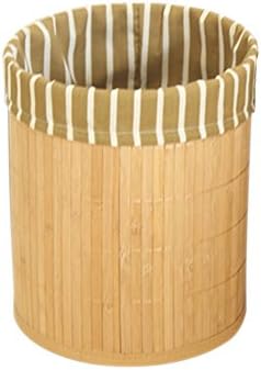 Waroomss Creative Natural Bamboo Rubbish Bin Round Eco-Friendly Bamboo Bathroom Eco-Friendly Office Home Bathroom Accessories, Bande, 22*27cm