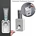 BHeadCat TIN-BATH01 Family Magnetic Plastic Tooth-Brushing Water Washing Teeth Cleaner Cup Automatic Toothpaste Dispenser with Toothbrush Holder, White-Gray