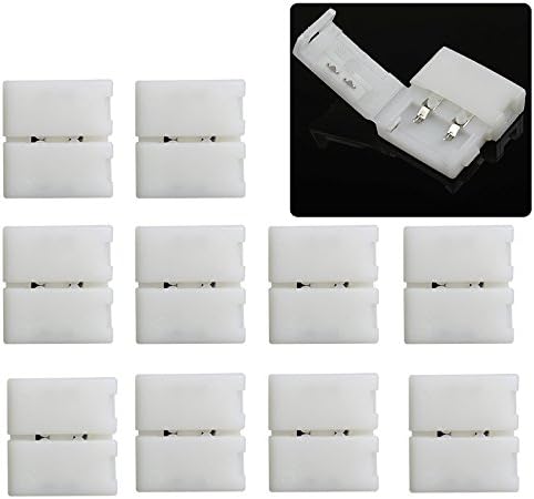 10PCS 5050 5630 LED Flexible Light Strip to Strip Clip on Connector 2 Pins 10mm Wide Strip to Strip Jumper Wire Solderless