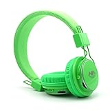 Multifunction Headphones with Radio and Micro SD Card Player, GranVela A809 Foldable Hi Definition Headset with Detachable Cable and in Line Mic for Girls, Boys,Kids and Adults -Bright Green