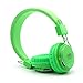Multifunction Headphones with Radio and Micro SD Card Player, GranVela A809 Foldable Hi Definition Headset with Detachable Cable and in Line Mic for Girls, Boys,Kids and Adults -Bright Green