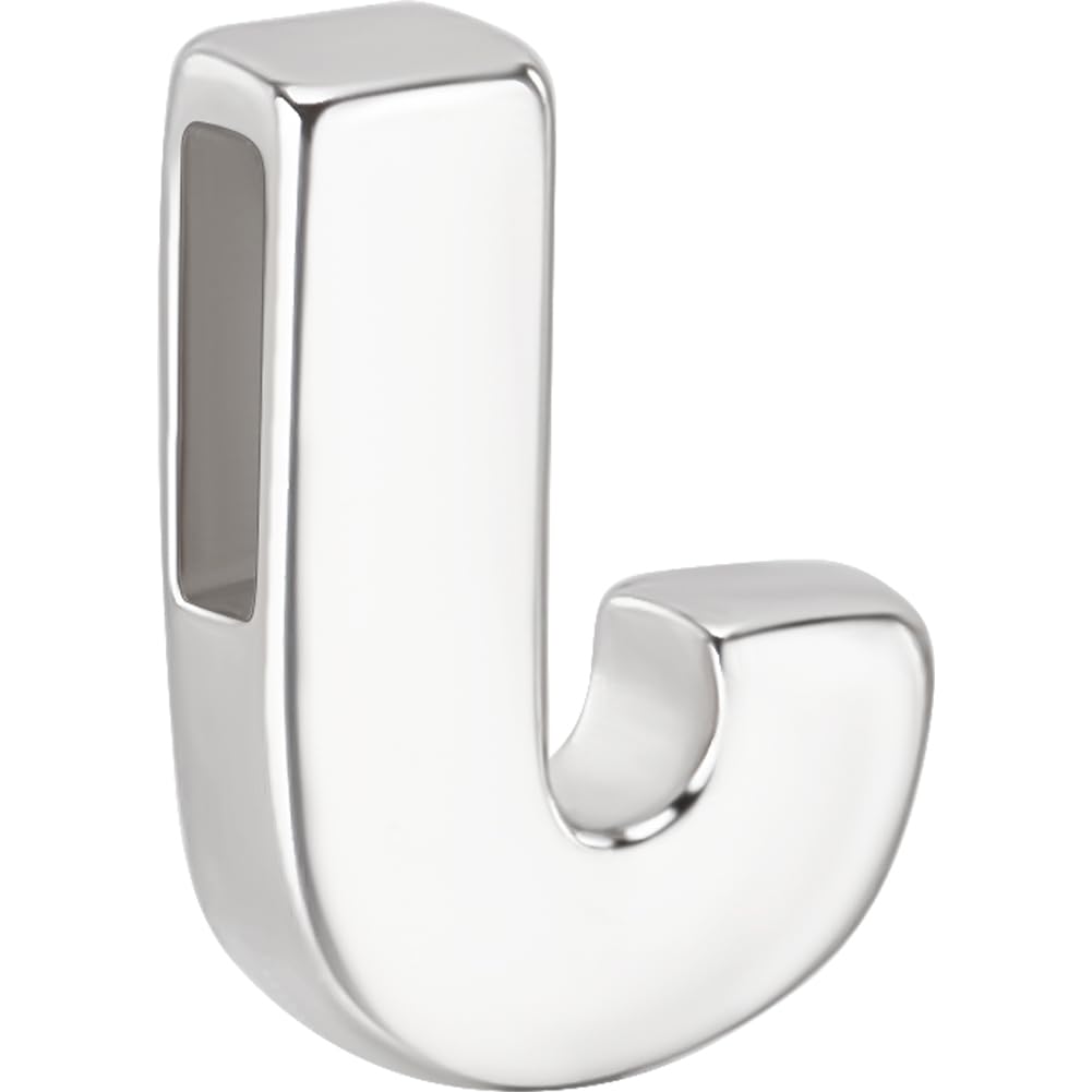 Beebeecraft Letter Bead Letter-J Sterling Silver Capital Letter Alphabet Bead Initial Necklace Bracelet Pendant Charm for Jewelry Making