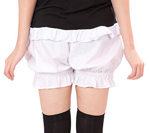 antaina White Lovely Victorian Cotton Ruffles Lolita Pumpkin Bloomers Shorts