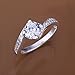 Noble Jewelry 925 Silver Women Ring Cross Head White Zircon Size 7
