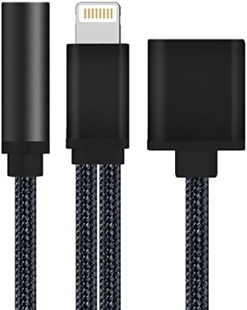 MSpark Keychain 2in1 Lightning to 3.5mm Headphone Jack Adapter Charge Cable 2A For iPhone7 &amp; 7Plus