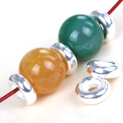 GEM-inside GSP0207 10pcs Tibetan Silver Jewelry Making Roundelle Heshi Spacer Beads 3x8mm