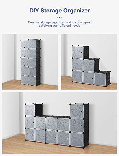 kealive 20 Cube Storage Organizer, 14"x14" Cube Modular Organizer Plastic DIY Closet Cabinet, Portable Stackable Storage Shelves with Doors for Clothes, Yarn, Toys, Easy to Assemble - Thumbnail 3