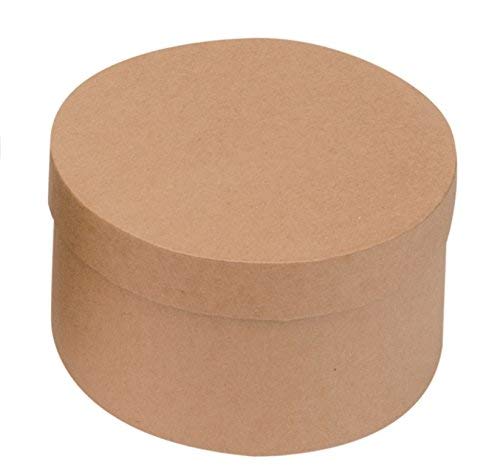 Glorex Round Cardboard Storage Box – Natural, 12 x 12 x 6.5 cm