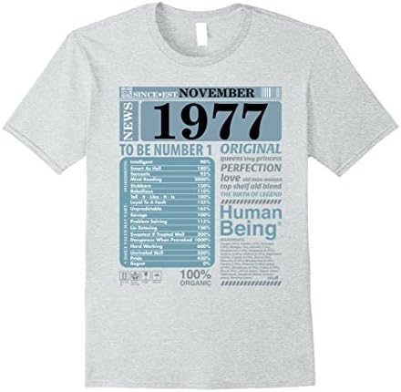 Mens Newspaper vintage Made in november since 1977 40th Medium Heather Grey