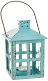 Kate Aspen 14130BL Vintage Distressed Lantern, medium, Blue