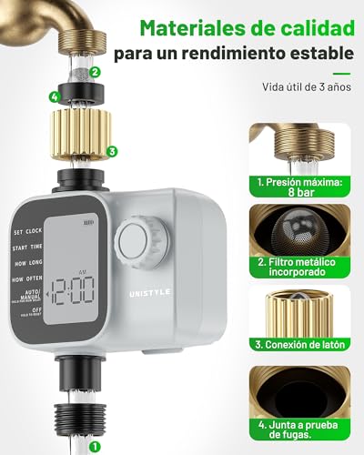 Unistyle Irrigation Programmer | New Edition 2026: Automatic Garden Irrigation Timer, Simple and Intuitive Handling, High Strength Brass Connection, Flexible Irrigation Programs