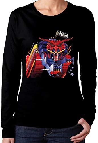 NolanO Women's Judas Priest Defenders of The Faith Long Sleeve Tshirt Black