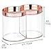 mDesign Plastic Canister Jar Organizer Set with Storage Lid - Home Decor Holder for Bathroom/Restroom Vanity Countertop - Holds Cotton Balls, Soap - Lumiere Collection - 2 Pack - Clear/Rose Gold