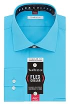 Van Heusen Men's Flex Collar Regular Fit Solid Spread Collar Dress Shirt, Blue Ocean, 15