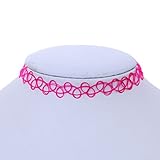 YAZILIND Rose Red Vintage Stretch Gothic Tattoo Henna Choker Hippy Necklace Elastic 80s 90s